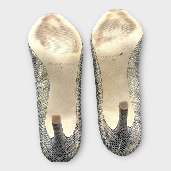 Enzo Angiolini‎ Gold Metallic Peep Open Toe Heel Eve Party Shoe Stiletto SZ 11M - Picture 7 of 9